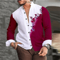 thumbnail image 1 of Camisa de hombre con estampado floral y solapa para exteriores, camisa de calle de manga larga, ropa de calle diaria, diseño de botones de moda 2024, 1 of 6