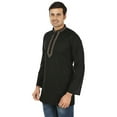thumbnail image 2 of Maple Clothing Men's Embroidered Cotton Short Kurta Shirt India Clothing (Black, 4XL), 2 of 5