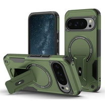for Google Pixel 9 / 9 Pro 6.3-inch Case [Compatible with MagSafe] Built in Invisible Stand, Military Grade Shockproof Soft TPU Protective Cover Case,Green,For Pixel 9 / 9 Pro