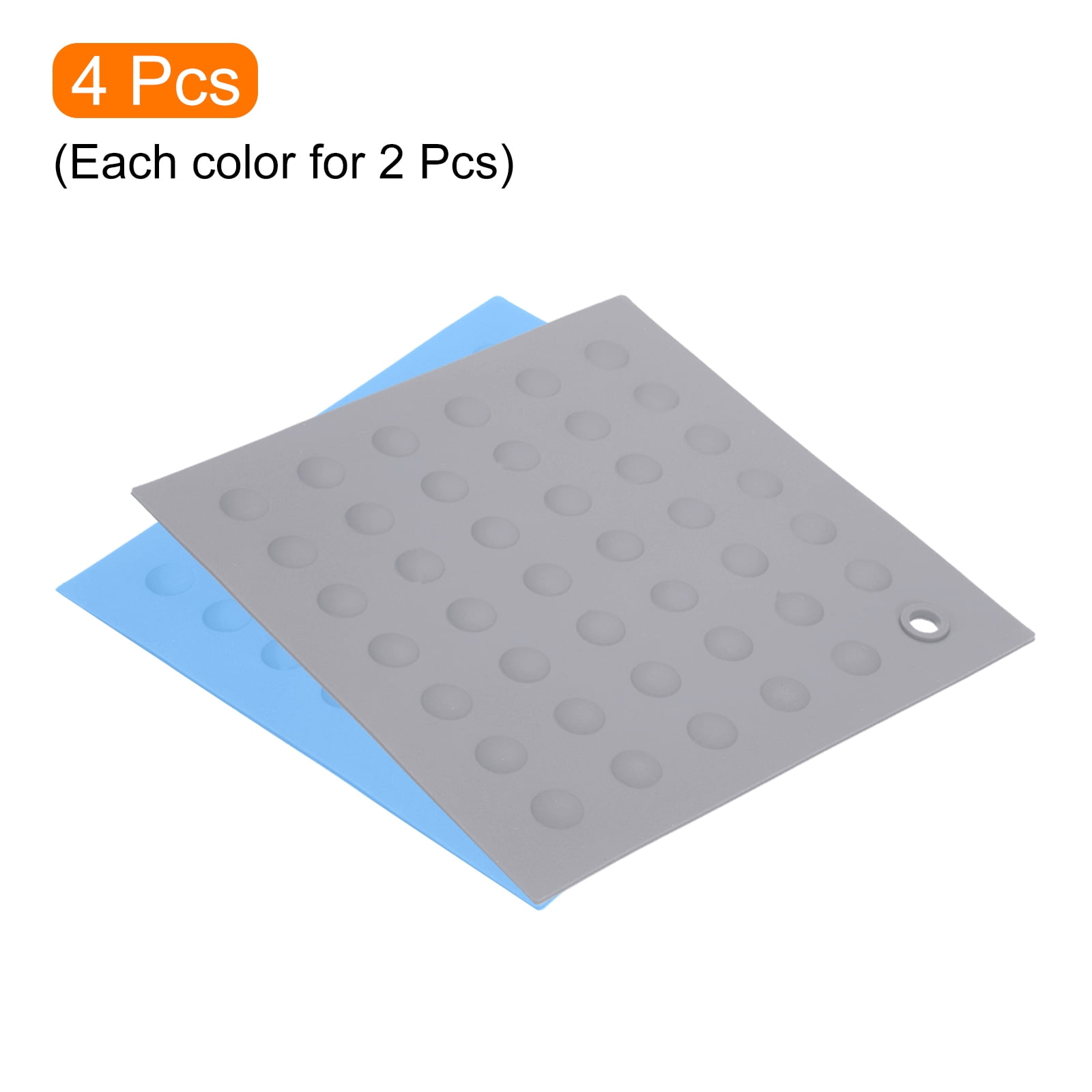 Unique Bargains Silicone Trivet Mats 10x1x10 inch Pot Coasters Sky Blue/Light Grey