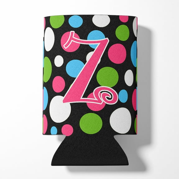 Letter Z Initial Monogram - Polkadots and Pink Can or Bottle Hugger
