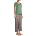 thumbnail image 6 of Hanes Women's Short Sleeve Tee Pajama Pant Set, 6 of 6