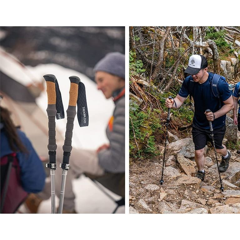 Trekology Cork Handle Trekking Hiking Poles 2pc Collapsible