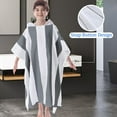 thumbnail image 4 of Hooded Beach Towels for Boys| Girls | Teens (8-16Years), 100% Thick Poncho Towel Robe for Kids, Perfect for Pool, Beach, Bath and Gifts, Grey Cabana Stripe Design, 4 of 4