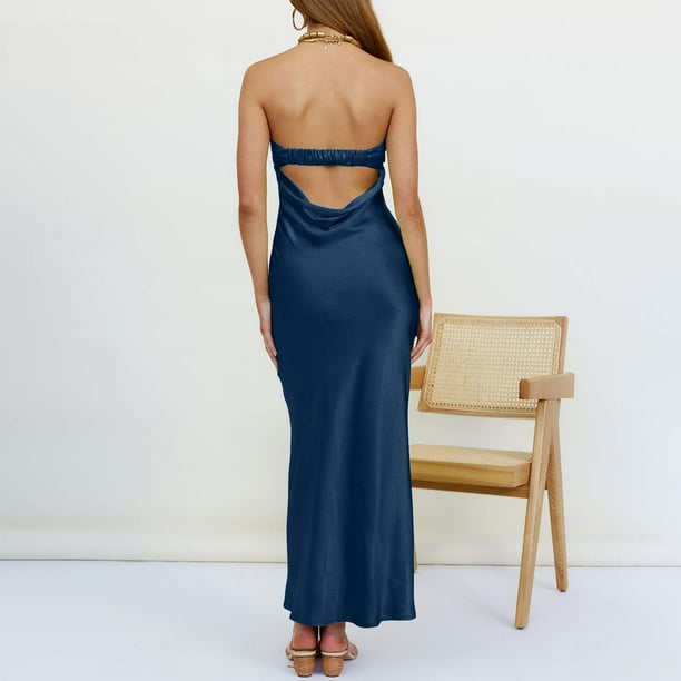 tight silk dress Prom Dress | Maxi Dress | Navy Blue | 10 | Silk Dress - Navy Blue