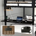 thumbnail image 4 of Miniyam Twin XL Over Twin XL Bunk Bed with Foldable Desk, Charging Station, 2 Drawers and LED Light, Metal Bed Frame, Black, 4 of 9