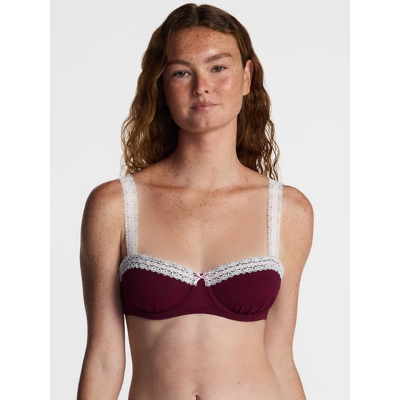 No Boundaries Beaded Lace Underwire Balconette, Women's 34A-4DD