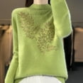 thumbnail image 4 of GBSYEWXS Sweaters For Women Green High Neck Long Sleeve Solid Color Casual Pullover Sweater, 4 of 4