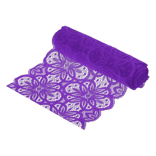 Unique Bargains Lace Ribbon 10 Yards 7 Inch Lace Flower Trim for Craft Headbands Wedding Dark Purple