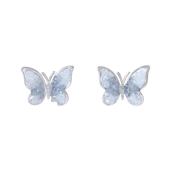 DESIGNICE Crystal Butterfly Earrings Small Flat Back Earrings for Women Trendy Fashion Accessories Jewelry Stud Earring