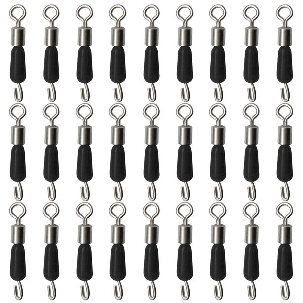 Anillos Conector de pesca Cojinete de bolas Ganchos de enlace rápido giratorios (M) Negro 30 piezas