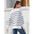thumbnail image 6 of Scacto Women Sweaters Fall Batwing Long Sleeve Side Slit Knit Tops Crew Neck Striped Oversized Sweater Pullover Tops, 6 of 6
