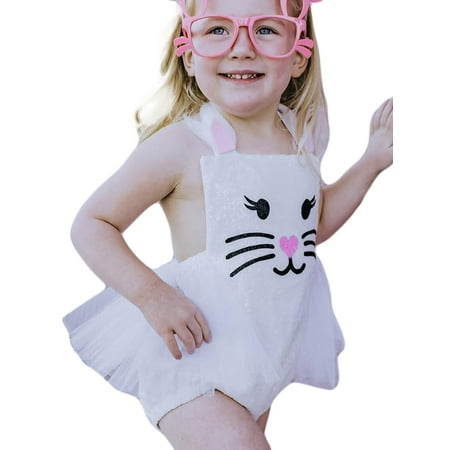 

Pudcoco Baby Girls Casual Romper White Boat Neck Sleeveless One-piece