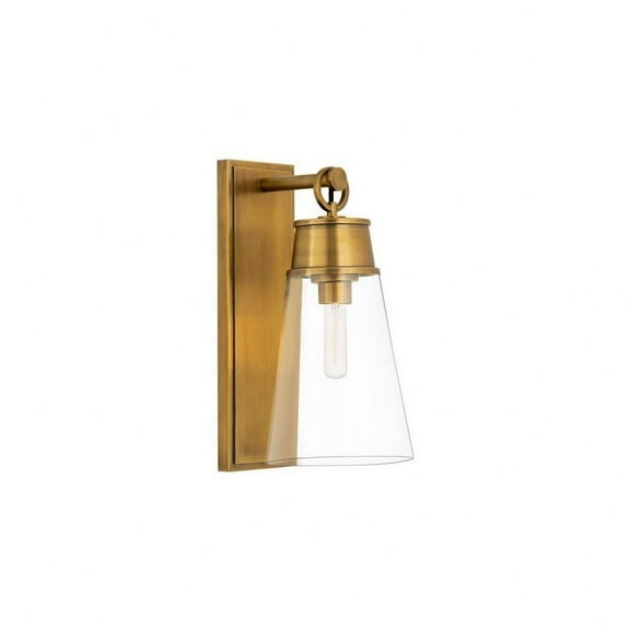 1 Light Wall Sconce in Restoration Style-16 inches Tall and 7.5 inches Wide-Rubbed Brass  Finish Bailey Street Home 372-Bel-4652449