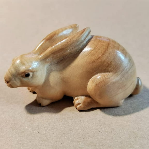 Y8358-2" Hand Carved Netsuke - Pretty Rabbit