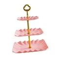 thumbnail image 4 of Soporte para cupcakes, galletas, plato de exhibición de 3 niveles, centro de mesa, soporte para pasteles, frutas, refrigerio Rosa, 4 of 9