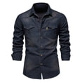 thumbnail image 1 of Camisa de manga larga para hombre con bolsillo y corte clásico lavado - Material duradero, diseño moderno, informal para todas las estaciones, tallas S-XXL, 1 of 6