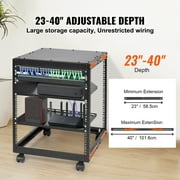 KFFKFF 12U 4 Post Open Frame Server Rack Network Enclosure 15-40 Adjustable