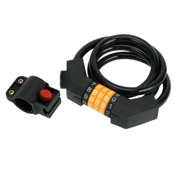 Candado de bicicleta en espiral de 5 dígitos reiniciable de Unique Bargains, cable de candado pesado de 130 cm, negro, 1 juego