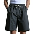 thumbnail image 2 of Men's Shorts Casual Men's Solid Fashion Casual Cotton Drawstring Elastic Waist Half Shorts Pants Wide Leg Shorts on Clearance, 2 of 7