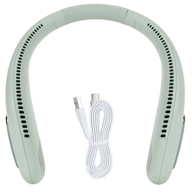 Mini ventilador con 3 ajustes de velocidad del viento, ventilador eléctrico portátil para colgar en el cuello, para oficina en casa, color verde