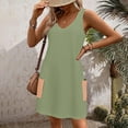 thumbnail image 5 of Atogsazn Women Casual Dress Summer Loose Solid Color Sleeveless V-Neck Dress Plus Size T-Shirt Dress with Pockets Green XL on Clearance, 5 of 5