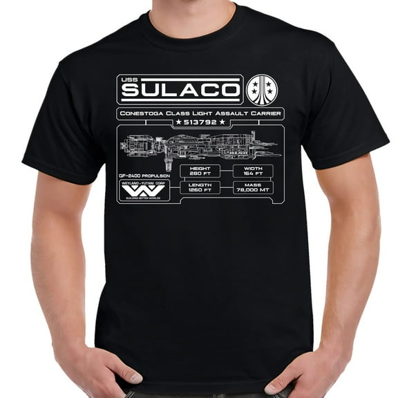 Aliens USS Sulaco Specifications Plaque Adult T-Shirt-XXXXXL