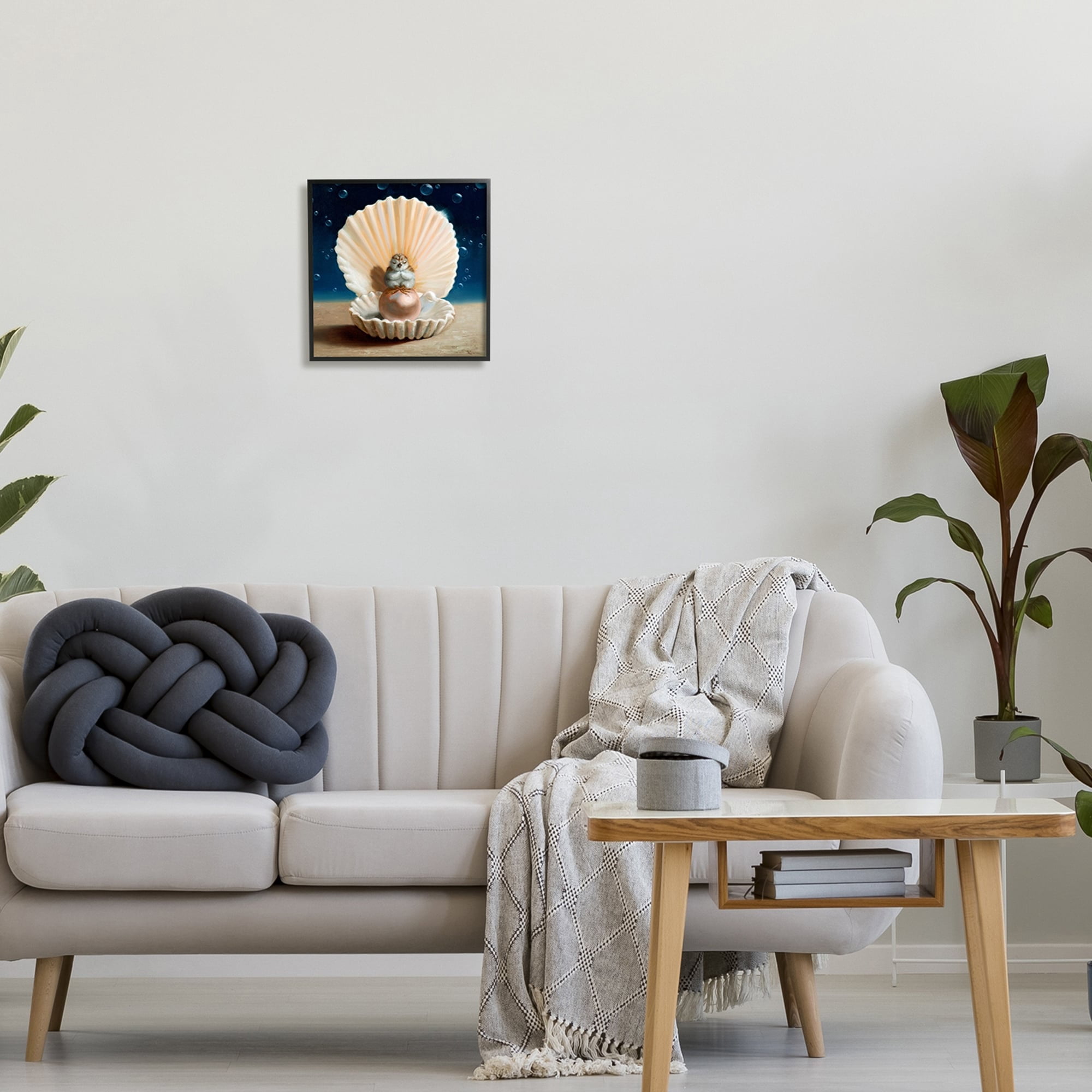 Stupell Industries Chick Meditating Clamshell Pearl Underwater Bubbles Framed Wall Art, 24 x 24, Design by Lucia Heffernan