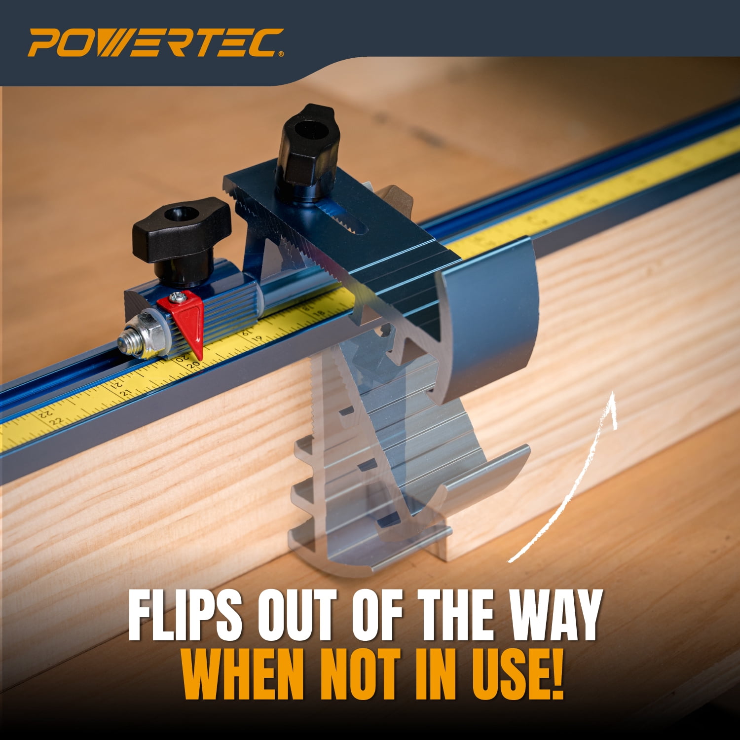 POWERTEC Miter Saw Fence for Miter Saw, Drill Press & Radial Arm Saw, Includes T Track Stop Kit, Tape Measures and T Track Fence Cap, T Track Accessories for Woodworking (71742N)