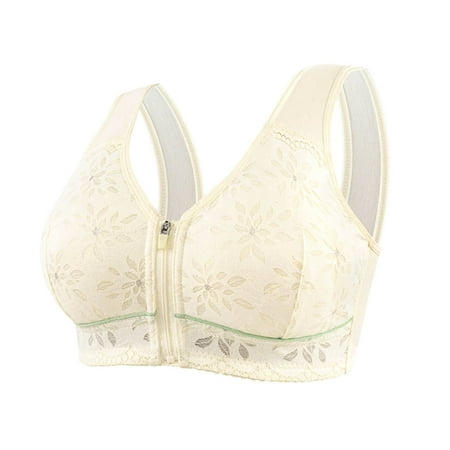 SCSAlgin Women Front Closure Zipper Push Up Bra No Underwire Wireless Bra Plus Size Beauty Back Comfort Everyday Bras