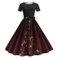 thumbnail image 1 of Mefallenssiah Robe Décontractée à Imprimé Floral pour Femmes, Manches Courtes, Col Rond, Hauteur Genou, 1 of 3