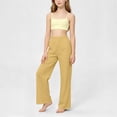 thumbnail image 6 of DJDLJWCJ Girls Pull On Wide Leg Pants Elastic Waist Straight Loose Pants with Pockets Comfy Solid Color Casual Pants for School Yellow Size 7, 6 of 8