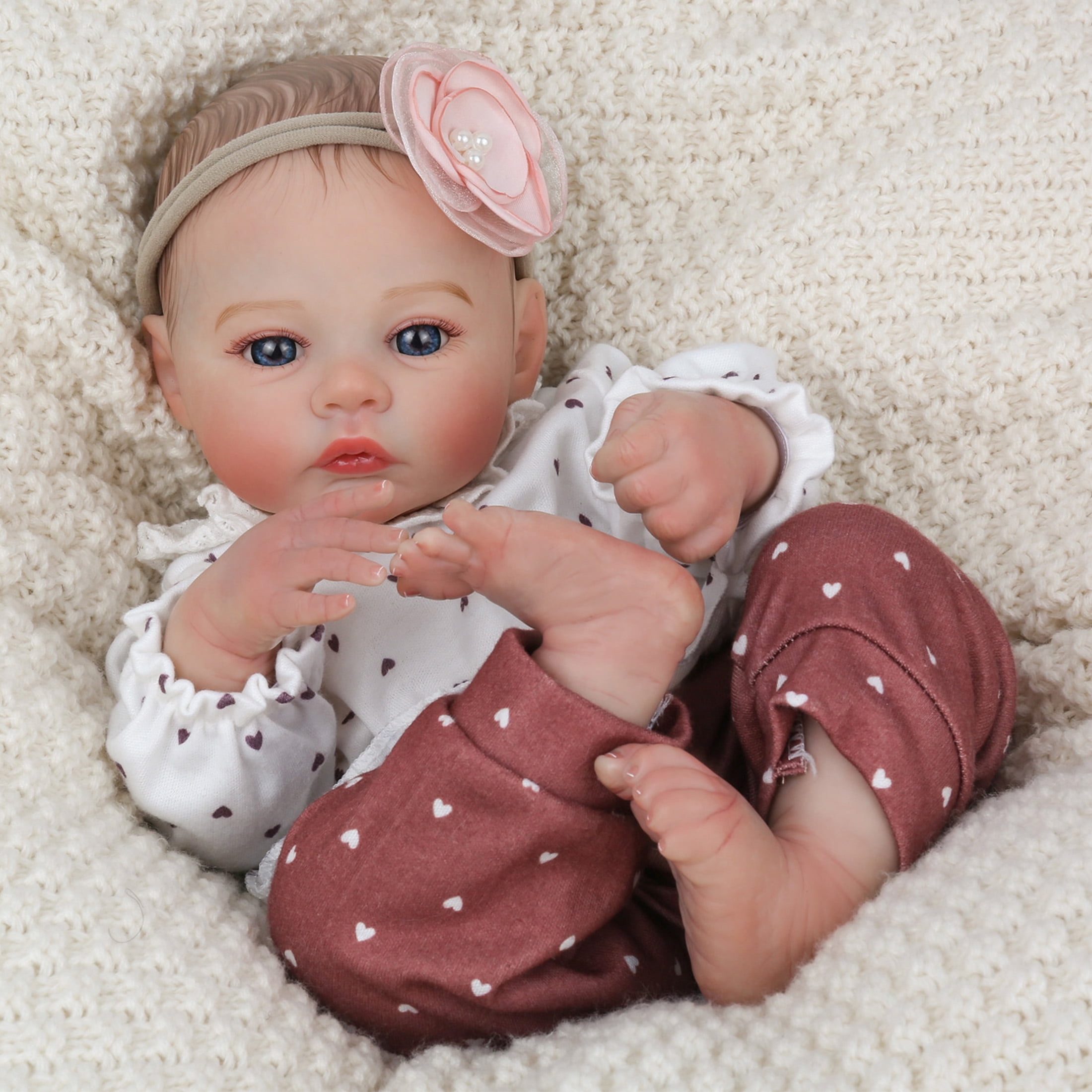Lifelike Reborn Baby Dolls - 18 Inch Realistic Newborn Baby Dolls Girl, Real Life Baby Dolls with Soft Weighted Body, Real Baby Reborn Gift with Accessories for 3+ Years Old Kids