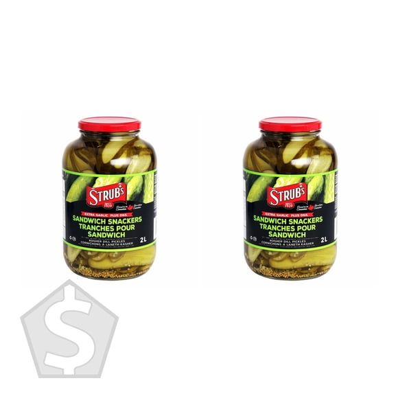 Strub’s Sliced Garlic Dill Pickle Sandwich Snackers, 2 L (Pack of 2), 4 L Total