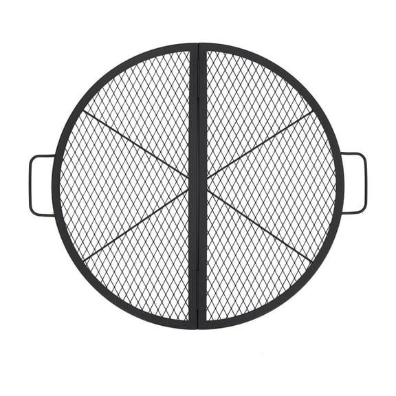 Outdoor Portable Fire Pit Cooking Grill Grate, X-Marks Fire Pit Grill Cooking Grate, Outdoor Campfire BBQ Grill, Heavy Duty Steel Campfire BBQ Grill Grid,Camping Cookware with Handle