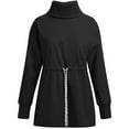 thumbnail image 3 of IWEMEK Black Sweatshirts for Women Comfort Side Split Fall Tops Leisure Fashion Turtleneck Workout Pullover Size XL, 3 of 7
