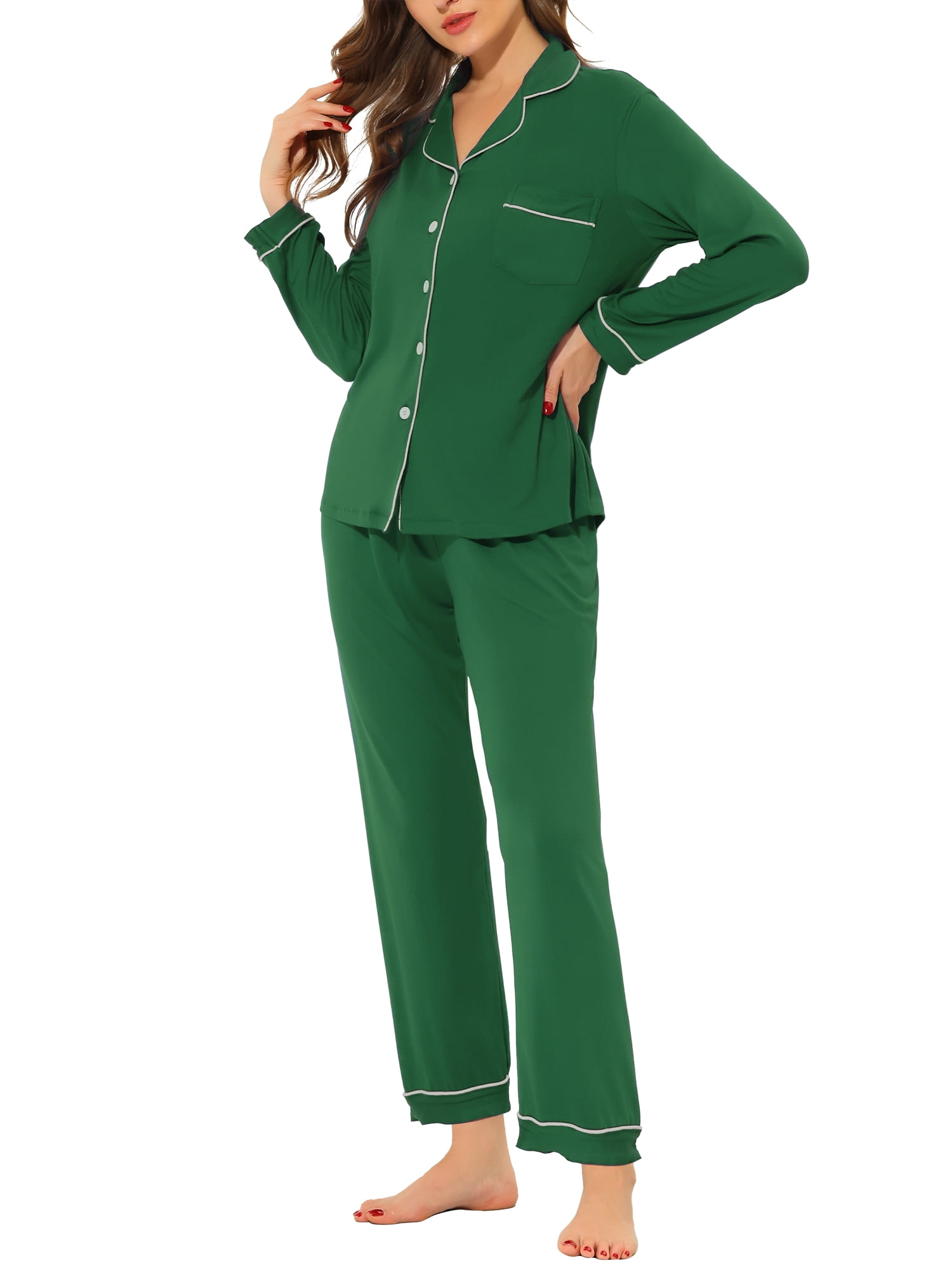 Unique Bargains Women's Pajama Sleep Shirt Nightwear Sleepwear Lounge Modal Pj Sets