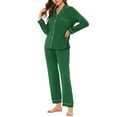 thumbnail image 4 of INSPIRE CHIC Women's Sleepwear Pajamas Modal Button Down Long Sleeves Tops with Pants Loungewear Set L Green, 4 of 5