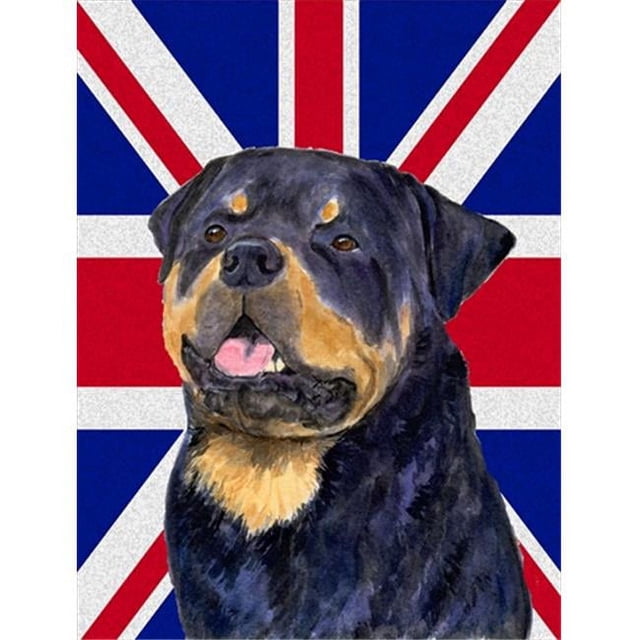 Carolines Treasures SS4966CHF Rottweiler With English Union Jack British Flag Flag Canvas House Size