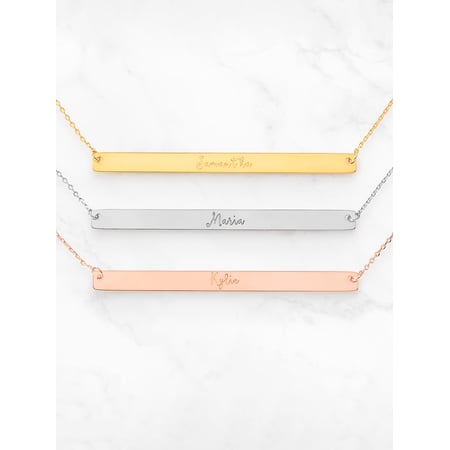 Personalized Planet Sterling Silver Long Bar Name Necklace ,Women's