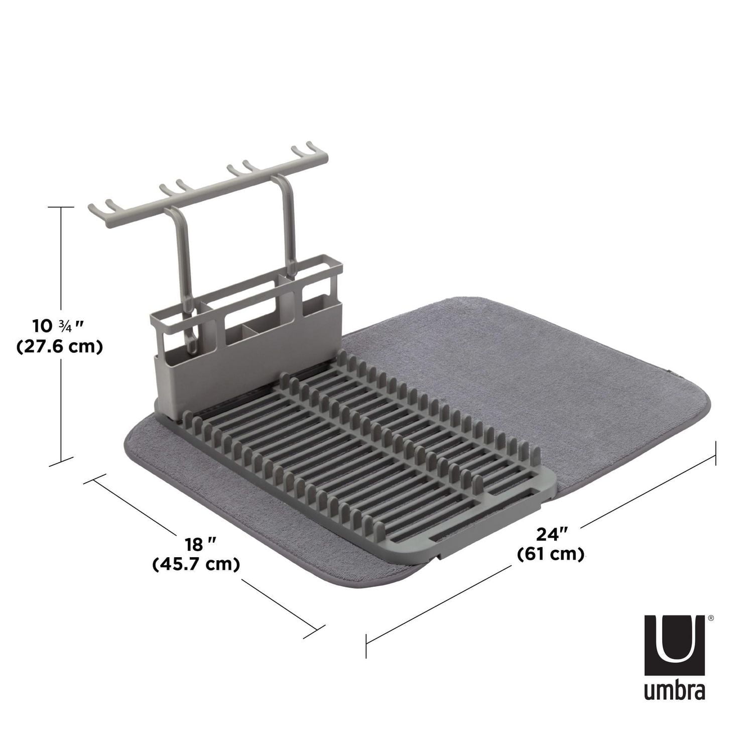 Umbra UDry Égouttoir avec tapis de séchage, charbon de bois