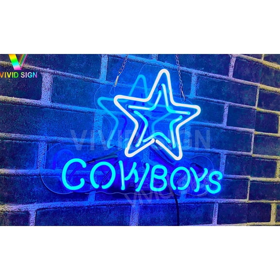 Queen Sense 14" For Dallas's Sports League Cowboys Neon Sign Acrylic Pub Bar Man Cave Wall Artwork Decor Handmade Neon Light W114DCBLA2