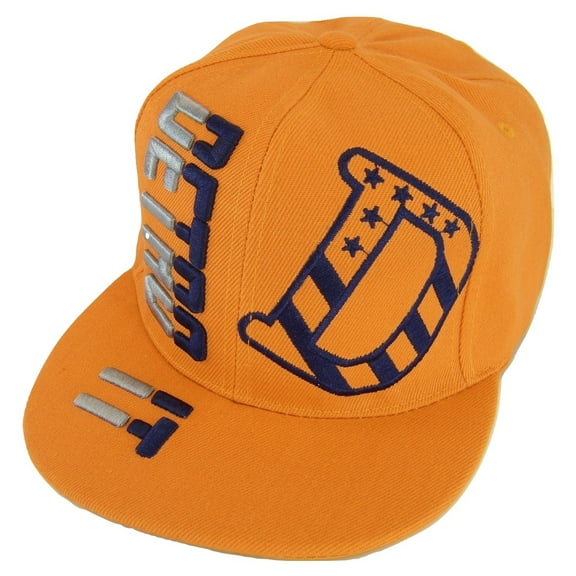 Detroit Raised Text Adjustable Snapback Baseball Cap (Orange)