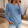 thumbnail image 2 of LYEAA Knit Tops for Women Crewneck Long Sleeve Basic Shirts Lightweight Tee Solid Casual Fall Clothes Sky Blue XL, 2 of 6