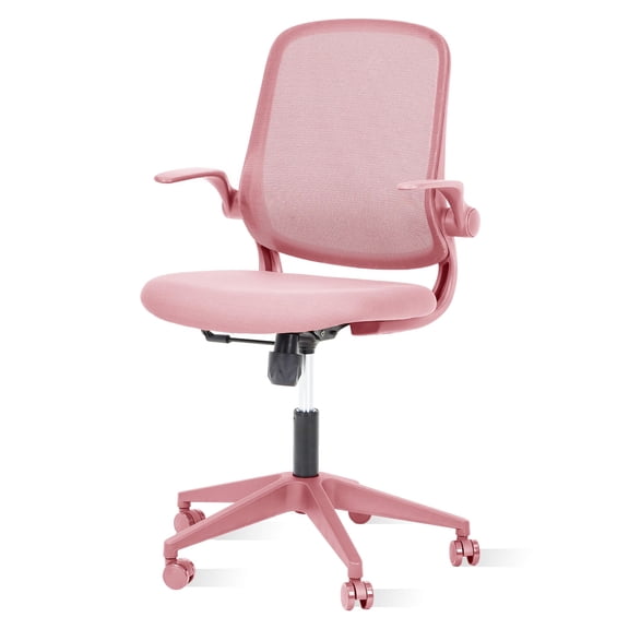 Desk Chair, Ergonomic Mesh Office Chair with Flip-Up Armrests, Adjustable Height, Tilt-Lock Backrest, Lumbar Support and Smooth Casters