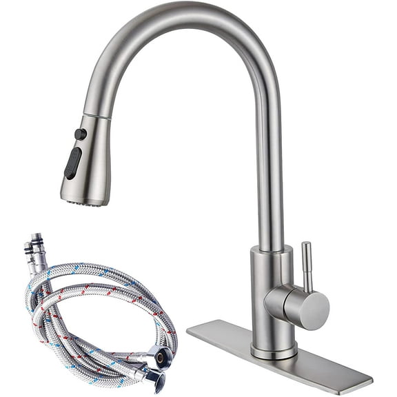 zenph Single Level Stainless Steel Sink Pull Out Kitchen Faucet
