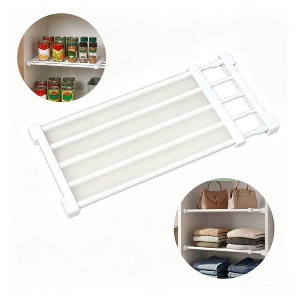 Expandable Closet Organizer Shelves – High-Strength Adjustable Metal Storage Shelves Divider, Simple Installation for Closet Shelving