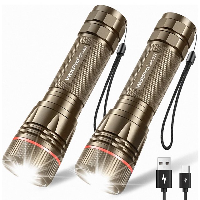 Linterna WDTPro SFL002 recargable de altos lúmenes, paquete de 2