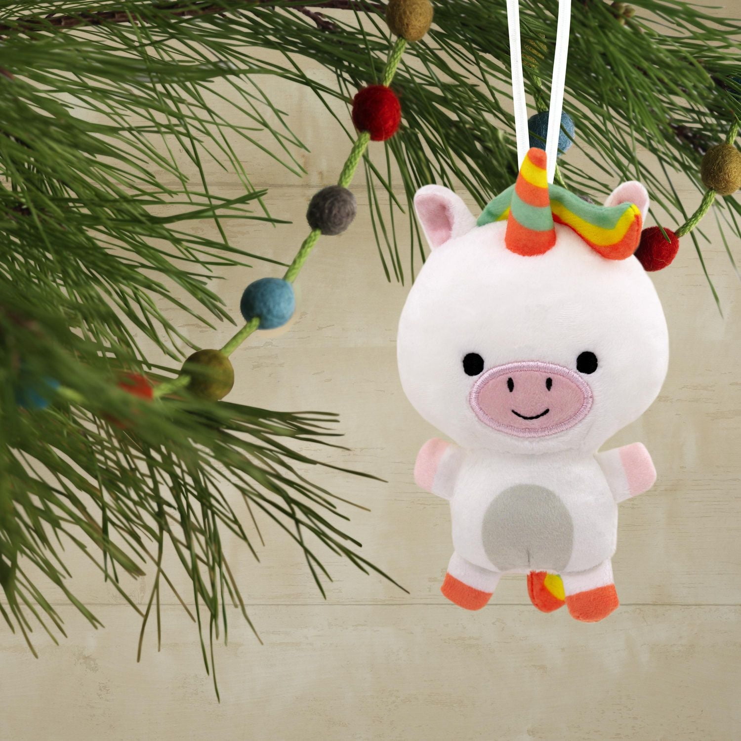 Hallmark Unicorn With Rainbow Mane Christmas Ornament, Plush Fabric