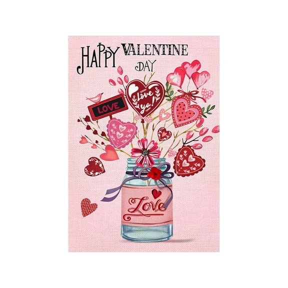 Fasiaou 12x18 Inches Valentine’s Day Garden Flag Home Garden Flag Set Decoration for Valentine’s Day Party Supplies Love Design,E